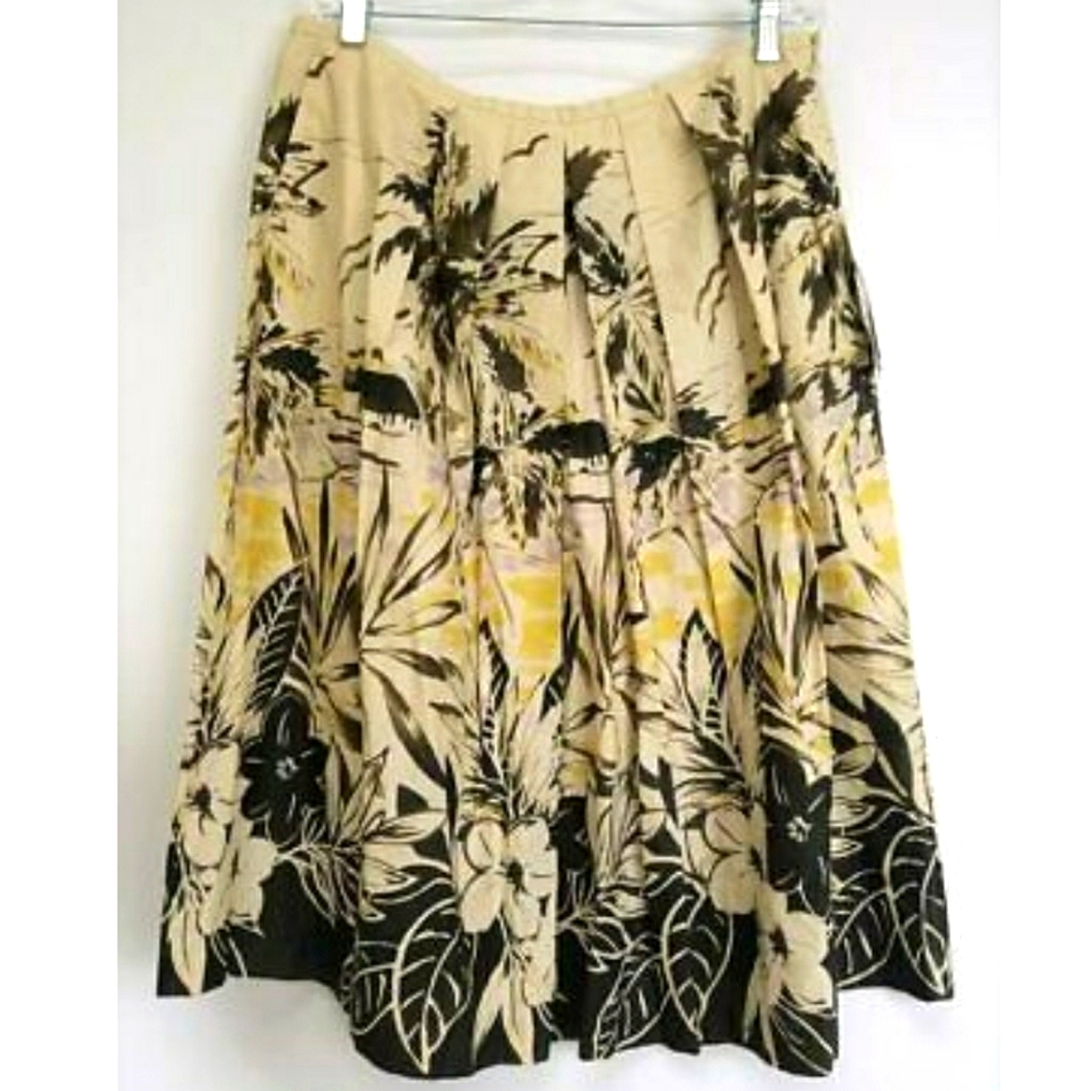 Floral Pleated Hawaiian Skirt w pockets